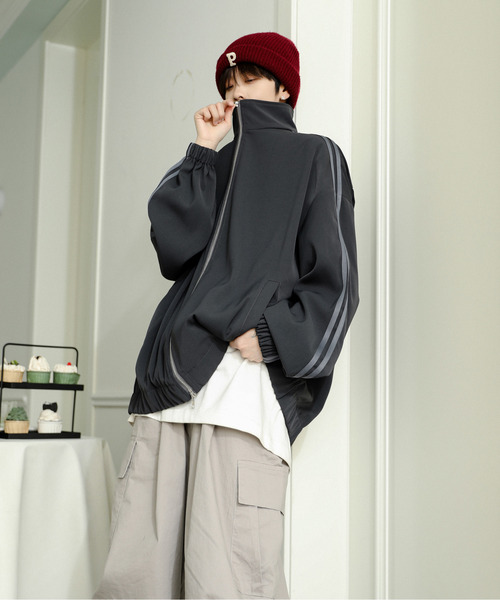 「neos」 ジャージブルゾン LARGE モカ メンズ_画像6