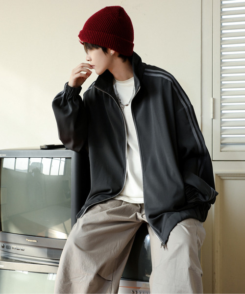 「neos」 ジャージブルゾン LARGE モカ メンズ_画像7