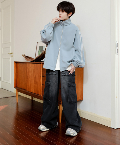 「neos」 ジャージブルゾン LARGE モカ メンズ_画像9