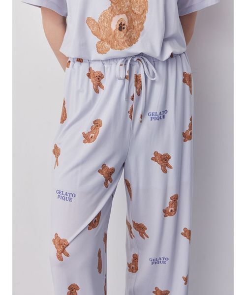 ジェラートピケ　ドッグワンポイントTシャツ＆ショートパンツ　ライトピンク ドッグワンポイントTシャツ(カットソー・Tシャツ)｜ルームウェア