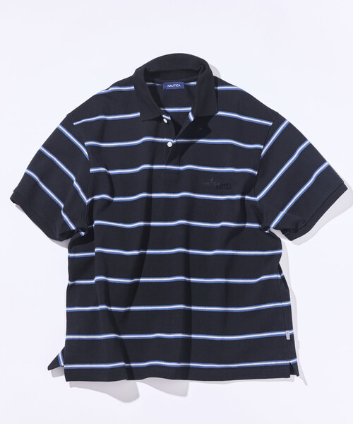 BELVET ボーダー ポロシャツ RAGEBLUE（レイジブルー） ポロシャツ Lowgage Border Pattern Knit