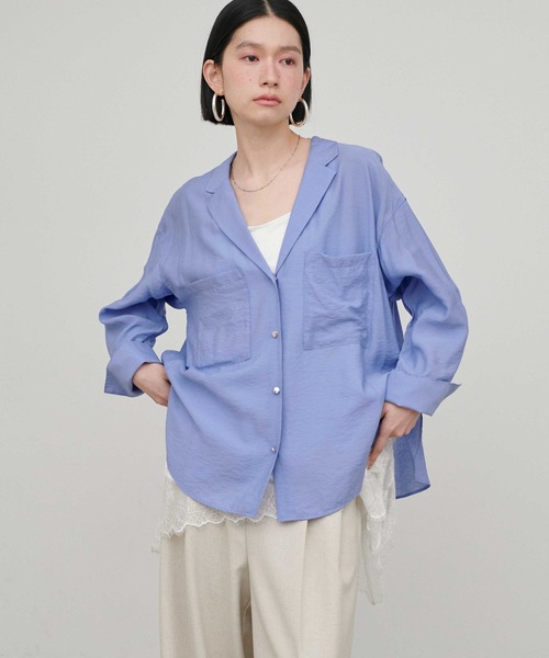 洗える theory luxe RONDI ボタン ブラウス 水色 とろみ L LARUTA（ラルータ） ブラウス シャツ 「LARUTA」「Web限定カラー有り