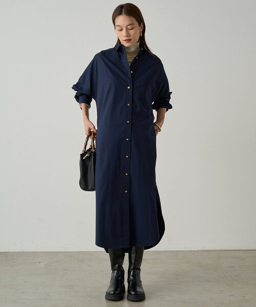 「LOUNGEDRESS」 シャツワンピース FREE ブラック レディースの画像