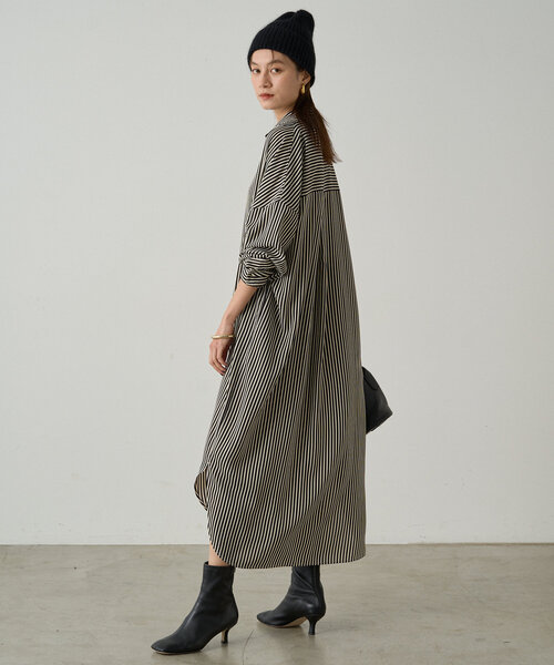 「LOUNGEDRESS」 シャツワンピース FREE ブラック レディースの画像