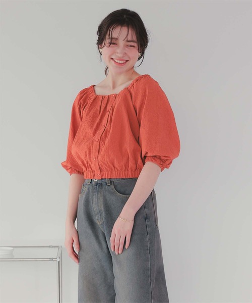 「titivate」 半袖ブラウス M オフホワイト レディース_画像5