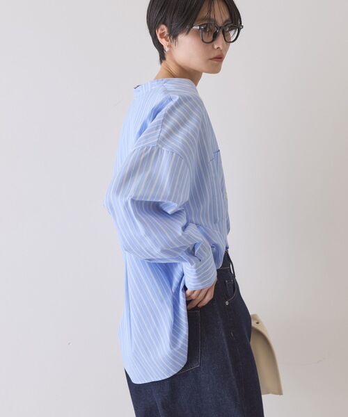 「AMERICAN HOLIC」 長袖ブラウス L サックスブルー レディース_画像4