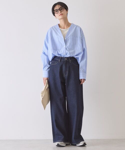 「AMERICAN HOLIC」 長袖ブラウス L サックスブルー レディース_画像7