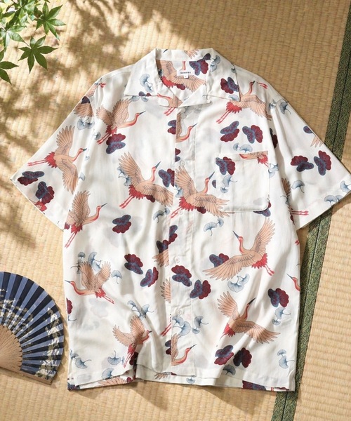 シャツ 選べる21色展開 レーヨン アロハシャツ/オープンカラー 総柄