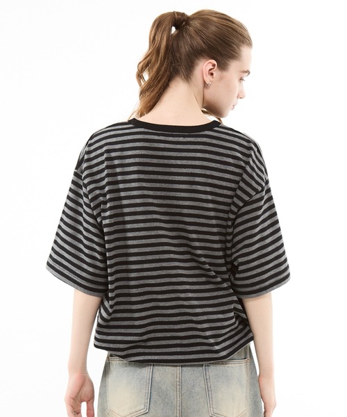 CODDERR ヘンリーネック tシャツ 「CODDERR」マルチボーダー ロゴ刺繍
