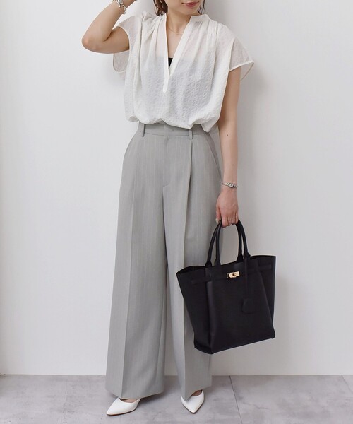 「quaranciel」 半袖ブラウス ONE SIZE オリーブ レディース_画像3