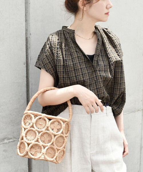 「quaranciel」 半袖ブラウス ONE SIZE オリーブ レディース_画像7