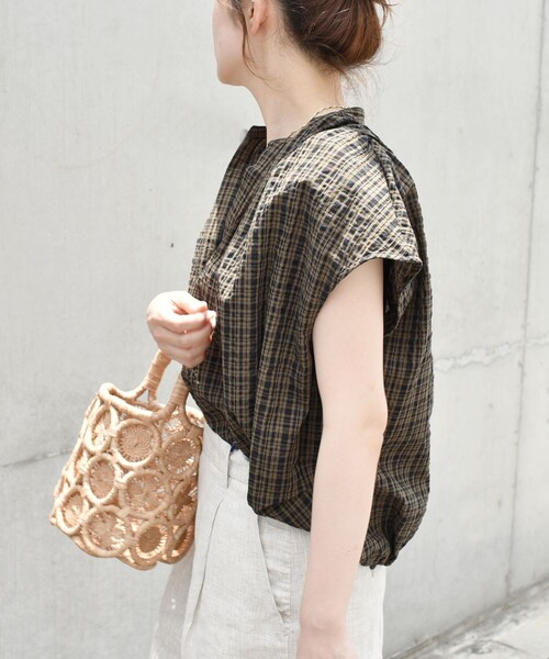 「quaranciel」 半袖ブラウス ONE SIZE オリーブ レディース_画像8
