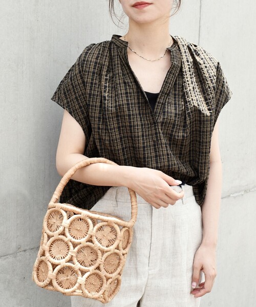 「quaranciel」 半袖ブラウス ONE SIZE オリーブ レディース_画像9