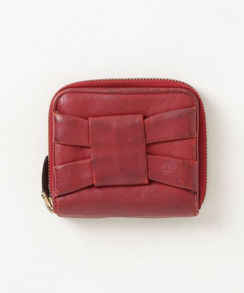 VALENTINO ヴァレンティノ ローズ フラワー レザー 長財布 レッド VALENTINO（ヴァレンティノ） プレートロゴ 財布 - レッド レディース