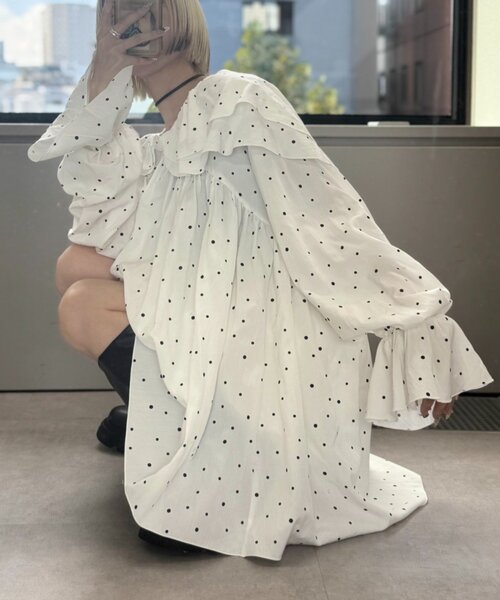 「w closet」 長袖チュニック FREE ホワイト レディース_画像3