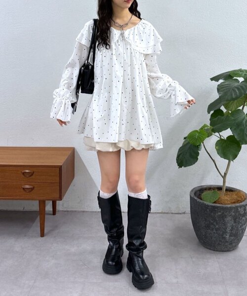 「w closet」 長袖チュニック FREE ホワイト レディース_画像4