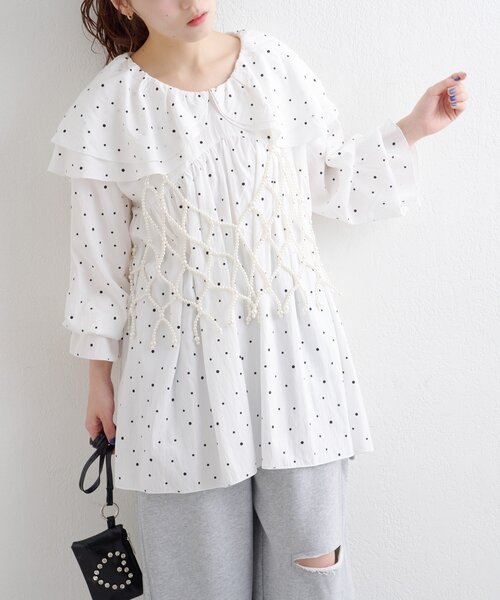「w closet」 長袖チュニック FREE ホワイト レディース_画像5