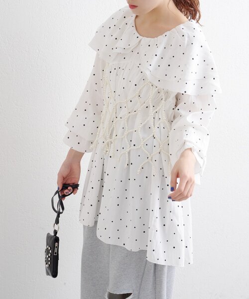 「w closet」 長袖チュニック FREE ホワイト レディース_画像6
