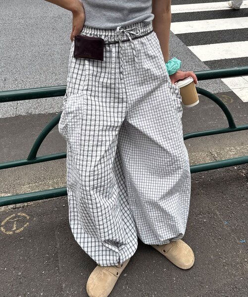 CIAOPANIC（チャオパニック） ワイドパンツ パンツ チェックバルーン