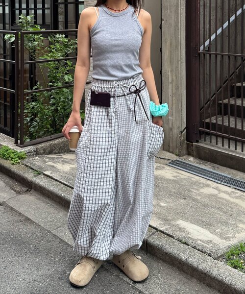 CIAOPANIC（チャオパニック） ワイドパンツ パンツ チェックバルーン