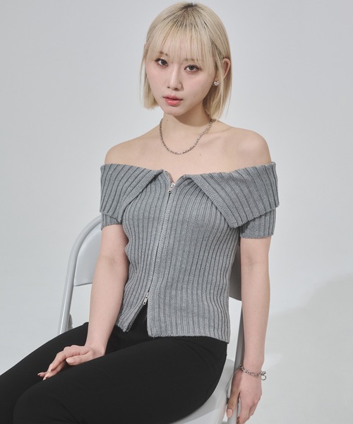 「ENVYM」 半袖ニット FREE ホワイト レディース_画像7