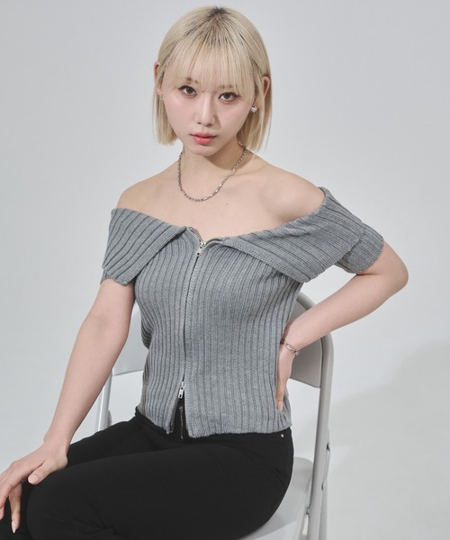 「ENVYM」 半袖ニット FREE ホワイト レディース_画像9