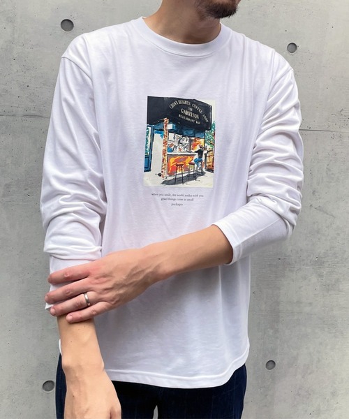 ikka（イッカ） tシャツ ペインティングプリントロンT メンズ