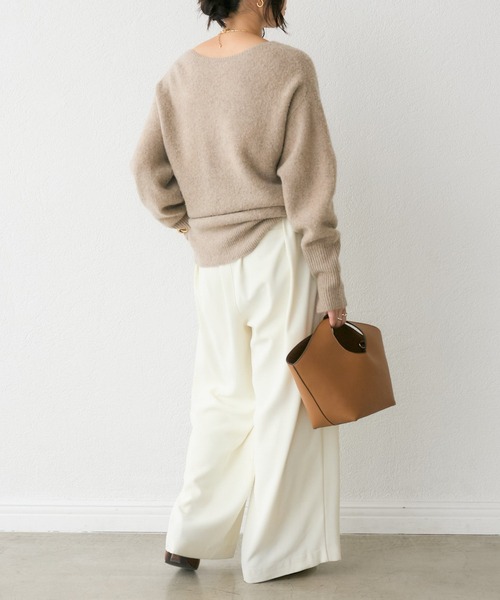 パンツ スラックス 手洗い可/タックワイドスラックス レディース  