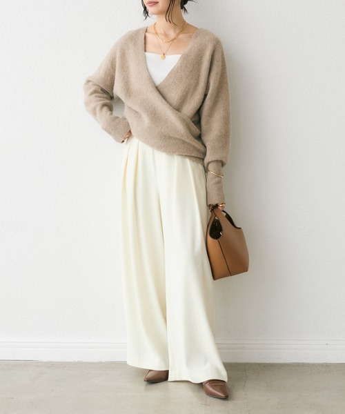 パンツ スラックス 手洗い可/タックワイドスラックス レディース  