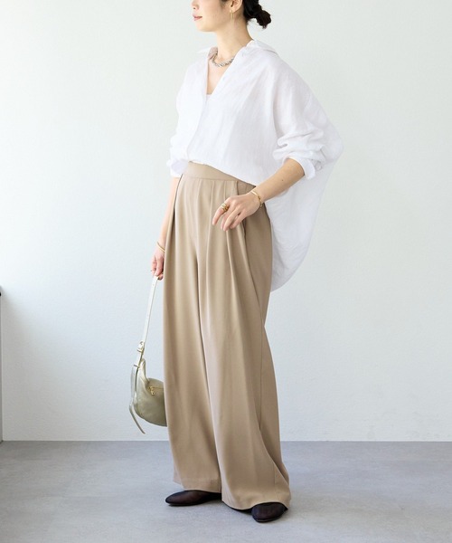 RIVE DROITE（リヴドロワ） スラックス パンツ 手洗い可/タックワイド