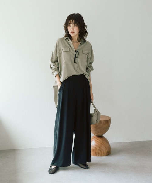 RIVE DROITE（リヴドロワ） スラックス パンツ 手洗い可/タックワイド