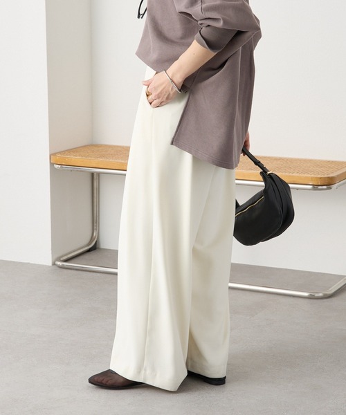 RIVE DROITE（リヴドロワ） スラックス パンツ 手洗い可/タックワイド