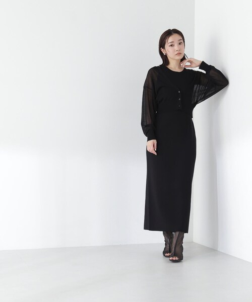 ワンピース シアーカーデ＆アメスリニットワンピース レディース ヘアゴム