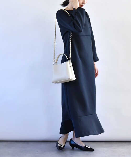 ワンピース quaranciel:「洗濯機可能」ジャージー フレアヘム Iライン  