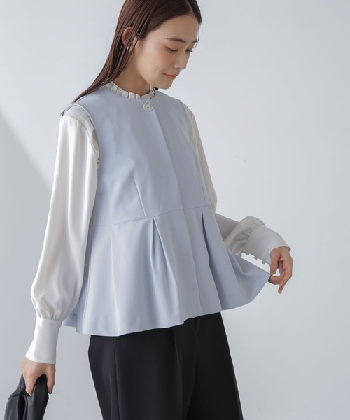 ナノユニバース　ジレ ASSEMBLANC ( アッサンブロン ) ｣ ダブルフェイス リバー カラー