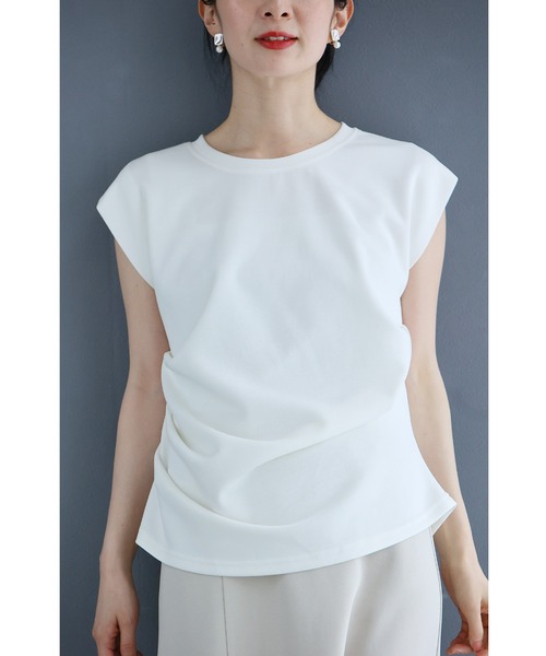 cawaii tシャツ アシンメトリーなドレープタックのカットソートップス