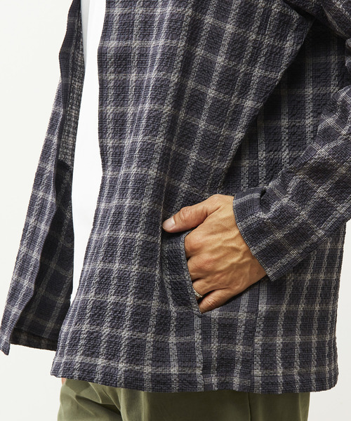 MEN'S MELROSE カーディガン エアチェックサッカーボタンレス