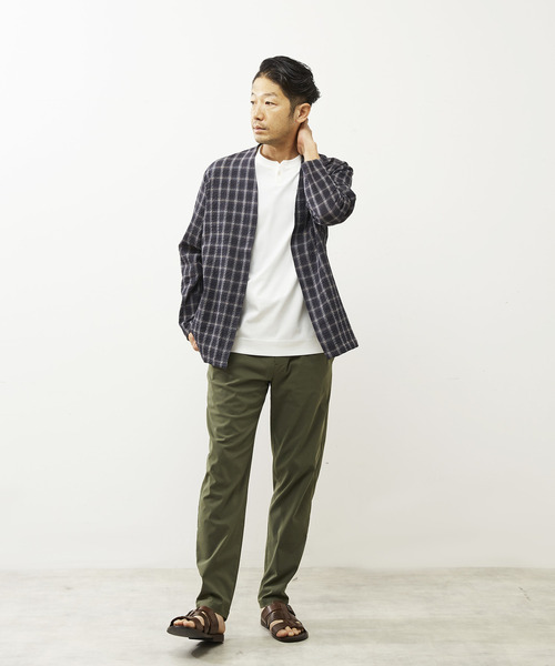 MEN'S MELROSE カーディガン エアチェックサッカーボタンレス
