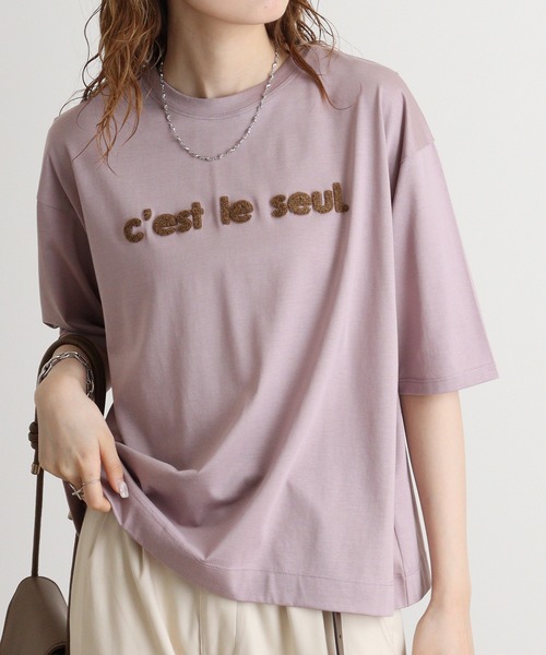 tシャツ BRODIAEA 配色パイルロゴ 極サラTシャツ レディース