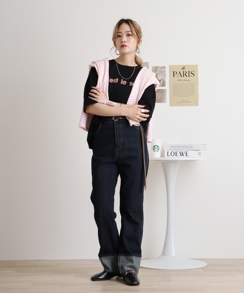 tシャツ BRODIAEA 配色パイルロゴ　極サラTシャツ レディース tシャツ BRODIAEA 配色パイルロゴ 極サラTシャツ レディース
