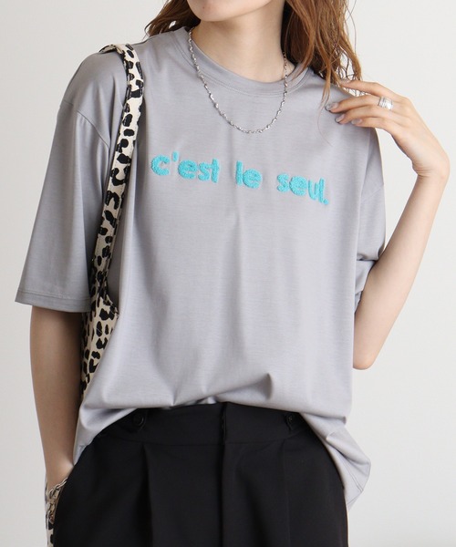 tシャツ BRODIAEA 配色パイルロゴ　極サラTシャツ レディース tシャツ BRODIAEA 配色パイルロゴ 極サラTシャツ レディース