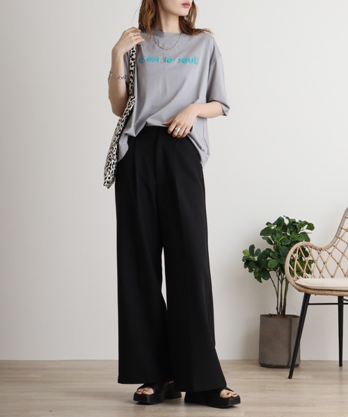 tシャツ BRODIAEA 配色パイルロゴ　極サラTシャツ レディース tシャツ BRODIAEA 配色パイルロゴ 極サラTシャツ レディース