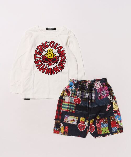 ヒスミニ ボトムせっと HYSTERIC MINI ベビー MY FIRST FUNNYPATCHWORK総柄長袖