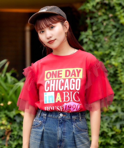 RED VALENTINO お背中にドットチュールのビッグおりぼんTシャツ レッドヴァレンティノ リボンデザインドットチュール カットソー
