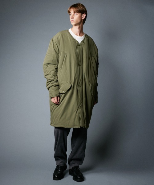 ノーカラーコート コート rehacer : In Tuck Military Coat 