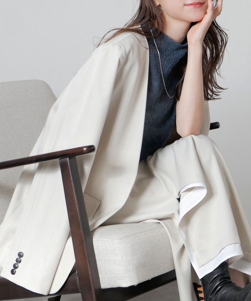 LE’RURE ノーカラージャケット アイボリー LE'RURE ノーカラージャケット アイボリー LE'RURE ノーカラー