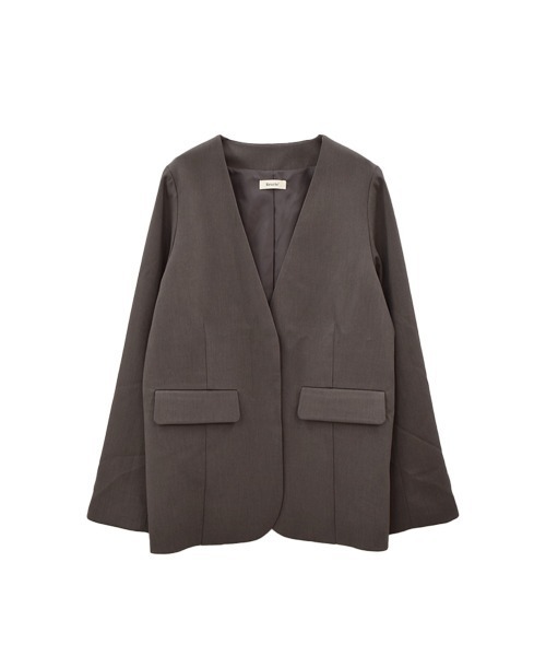 レウリィ Reurie' ノーカラージャケット オーバーサイズ ブラウン F Reurie' ジャケット ノーカラージャケット オリジナルオーバー