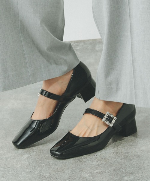 Chloe ジャニス ヒールパンプス ブラック GLOBAL WORK パンプス らくっションストラップヒールパンプス