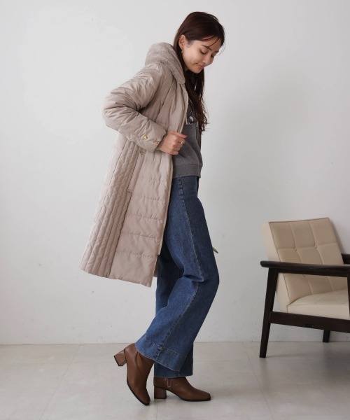 コート アウター ファービッグカラーロングダウン レディース