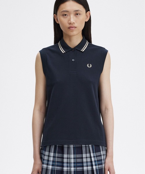 FRED PERRY ブラック ノースリーブポロシャツ UK 10 FRED PERRY ポロシャツ ポロ Sleeveless Pique Shirt
